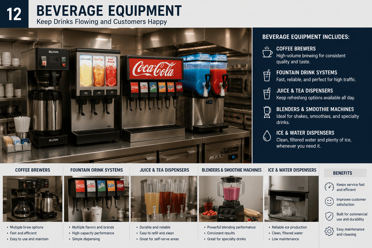 Beverage Equipment - Espresso machine, commercial beverage cooler